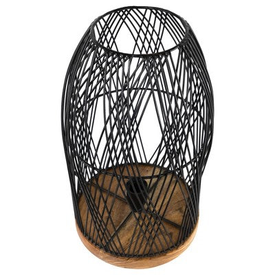  Northlight Iron Cage-Style Table Lamp With Wood Base - 15.25" - Black