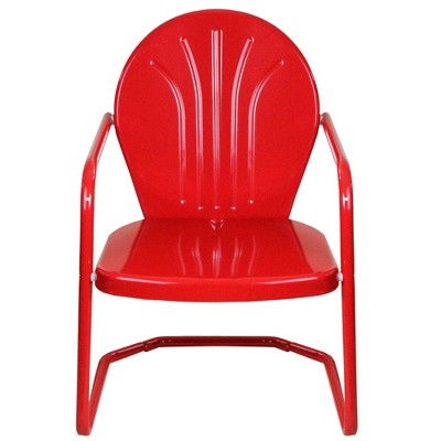  Northlight 34" Outdoor Retro Metal Tulip Armchair, Red