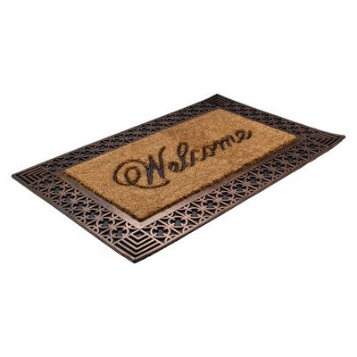  Northlight Gold And Natural Coir Rectangular "Welcome" Doormat 23" X 35"