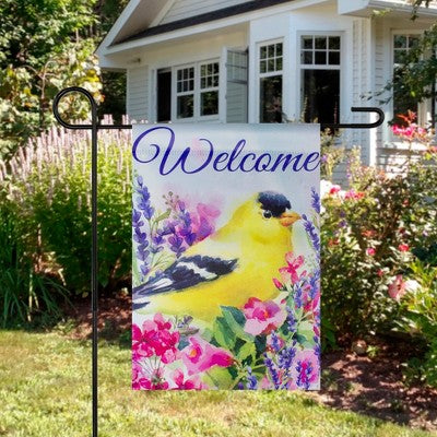  Northlight Welcome Yellow Finch Spring Outdoor Garden Flag 12.5" X 18"