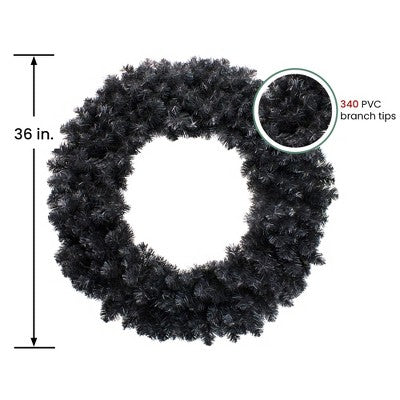  Northlight 36" Black Colorado Spruce Artificial Halloween Wreath - Unlit