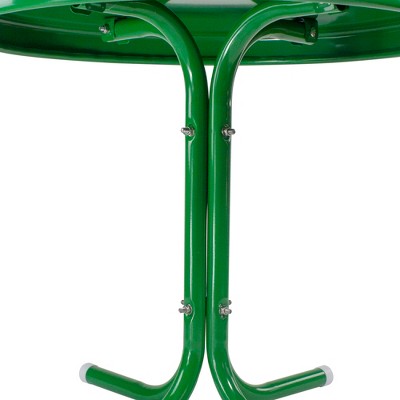  Northlight 22" Outdoor Retro Round Tulip Metal Side Table, Green