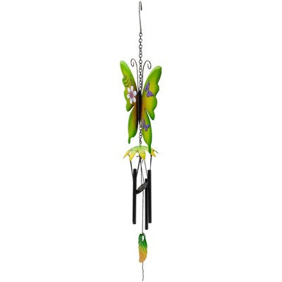  Northlight 15.75" Green Metal Butterfly Outdoor Garden Windchime