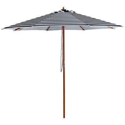  Northlight Striped Outdoor Patio Market Umbrella With Wooden Pole - 8.5' - Blue And White
