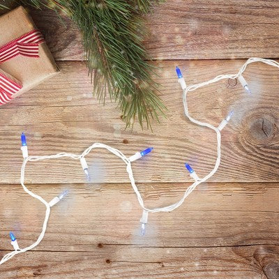  Northlight 100ct Mini LED String Lights Blue/Pure White - 33' White Wire