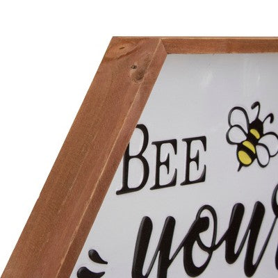  Northlight 16" Wooden Framed "Bee Yourself" Metal Sign Spring Wall Or Tabletop Decor