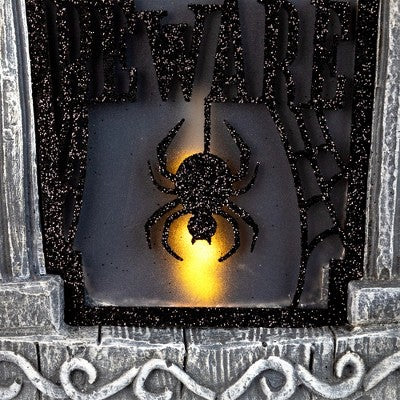  Northlight Lighted Flickering Beware Gravestone Halloween Decoration - 13.5" - LED Orange Light