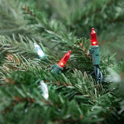  Northlight LED Mini Christmas Lights - Red And White - 33' Green Wire - 100ct