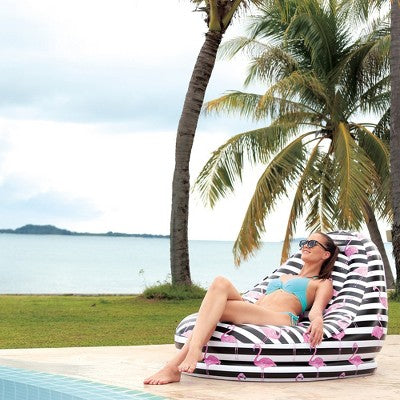  Northlight 49" Pink And Black Inflatable Poolside Flamingo Lounge Chair