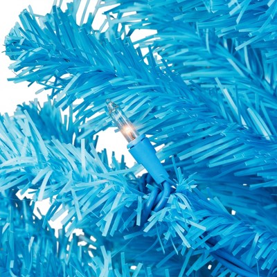  Northlight Pre-Lit Medium Artificial Pine Christmas Tree - 4' - Sky Blue - Clear Lights