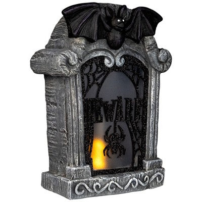  Northlight Lighted Flickering Beware Gravestone Halloween Decoration - 13.5" - LED Orange Light
