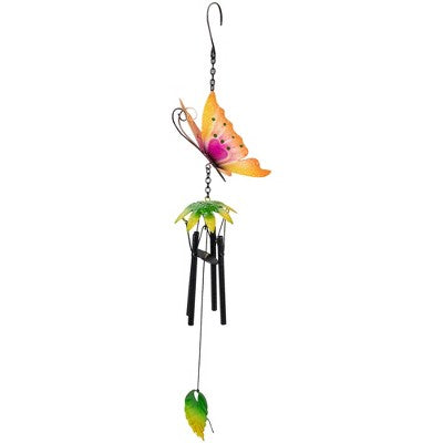  Northlight 19" Orange Metal Butterfly Outdoor Garden Windchime