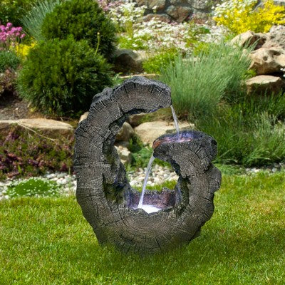  Northlight 26" Lighted Tree Trunk Waterfall Outdoor Garden Water Fountain
