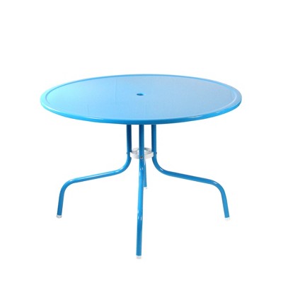  Northlight 39.25-Inch Outdoor Retro Metal Tulip Dining Table, Sky Blue