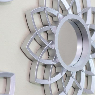  Northlight Set Of 3 Matte Silver Arched Floral Mirrors Wall Decor 10"