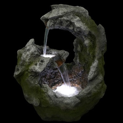  Northlight 32" Lighted Rock Waterfall Outdoor Garden Water Fountain