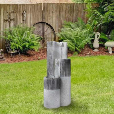  Northlight 24" Gray Speckled Modern Style 3-Tier Rainfall Outdoor Water Fountain
