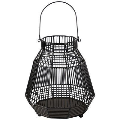  Northlight Large Geometric Iron Hurricane Candle Lantern - 11.25" - Black