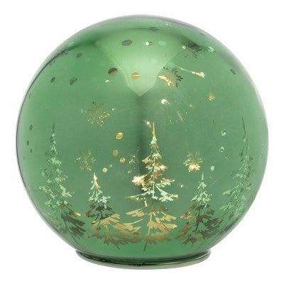  Northlight LED Lighted Pine Trees And Snowflakes Glass Globe Christmas Decoration - 6"