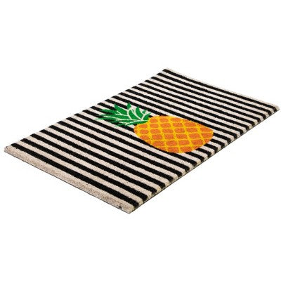  Northlight Ivory And Orange Pineapple Striped Natural Coir Outdoor Doormat 18" X 30"