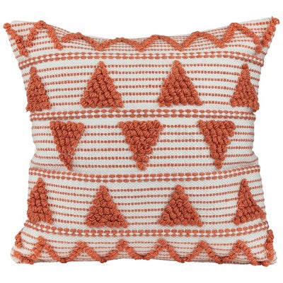  Northlight 20" Orange And Cream Handloom Woven Outdoor Square Throw Pillow