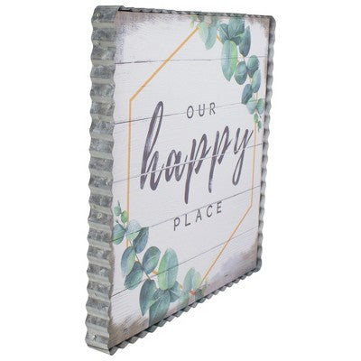  Northlight Metal Framed "Our Happy Place" Decorative Canvas Wall Art 12"