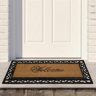  Northlight Black And Natural Coir Rectangular "Welcome" Doormat 22" X 48"