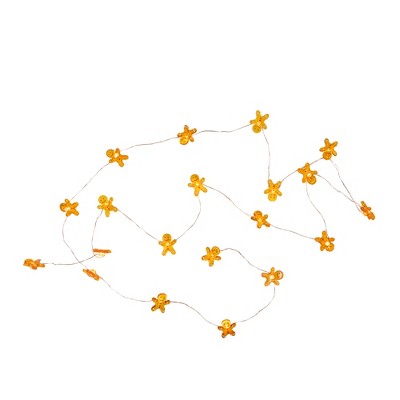  Northlight 20-Count LED Mini Gingerbread Men Christmas Fairy Lights, 6.5 Ft Silver Wire