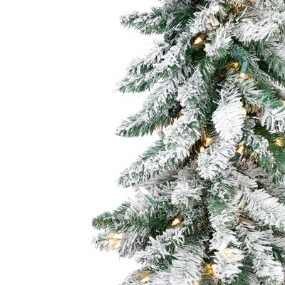  Northlight Pre-Lit Pencil Flocked Alpine Artificial Christmas Tree - 5' - Clear Lights