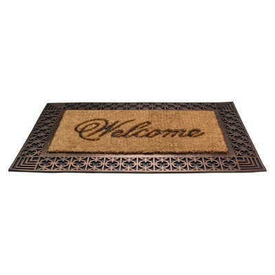  Northlight Gold And Natural Coir Rectangular "Welcome" Doormat 23" X 35"