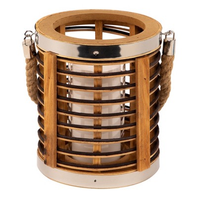  Northlight Rattan Glass Candle Lantern With Jute Handle - 7.5"