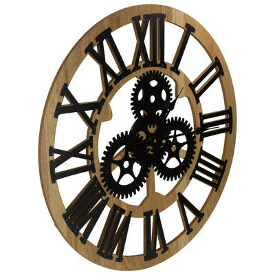  Northlight 24" Roman Numeral Battery Operated Round Wall Clock With Cogs