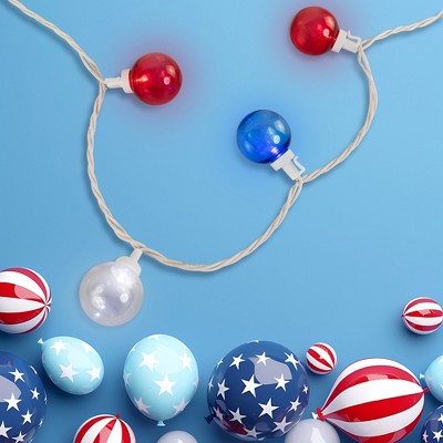  Northlight Patriotic LED G40 Christmas Lights - Red, White And Blue - 11' White Wire - 25ct