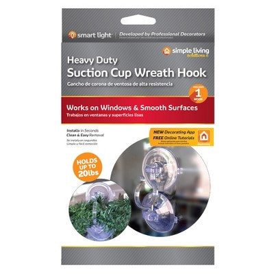  Northlight 7" Clear Jumbo Suction Cup Christmas Wreath Hook