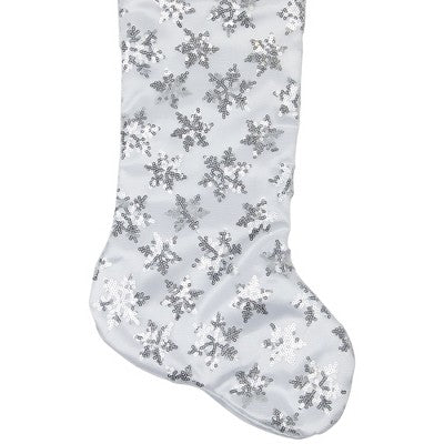  Northlight 19 White And Silver Sequin Snowflake Christmas Stocking
