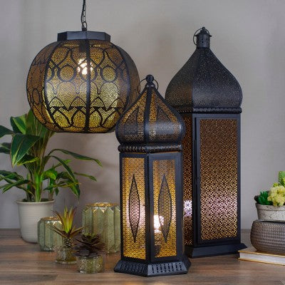 Northlight 30.5" Black And Gold Moroccan Style Lantern Floor Lamp