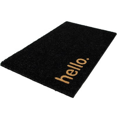  Northlight Black Coir "Hello" Outdoor Doormat 18" X 30"