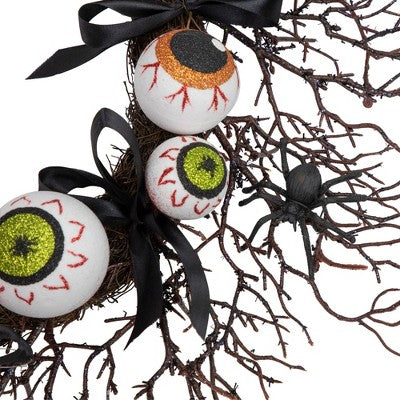  Northlight Eyeballs And Spiders Halloween Twig Wreath, 24-Inch, Unlit