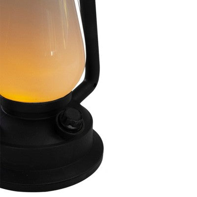  Northlight 12" Black Battery Operated Faux Flame LED Hurricane Lantern