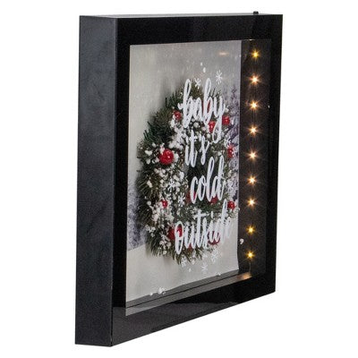  Northlight 14" Black Framed 3D "Baby It's Cold Outside" Christmas LED Decor Box