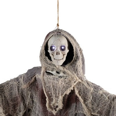  Northlight 36" Prelit Touch Activated Death Reaper Hanging Halloween Decoration - White/Gray