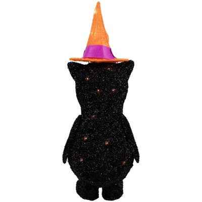  Northlight 24" Lighted Black Cat In Witch's Hat Outdoor Halloween Decoration