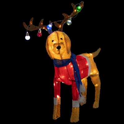  Northlight 36.5" LED Lighted Dog Wearing Antlers Christmas Outdoor Yard Decoration
