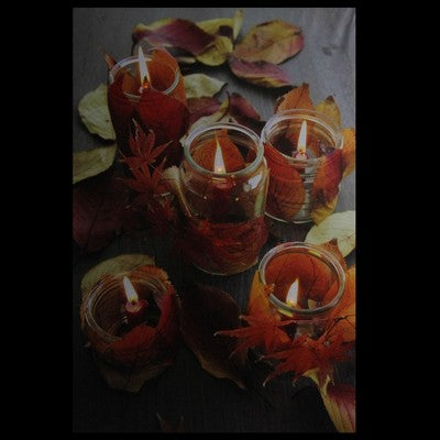  Northlight LED Lighted Autumn Leaves And Flickering Candles Canvas Wall Art 23.5" X 15.75"