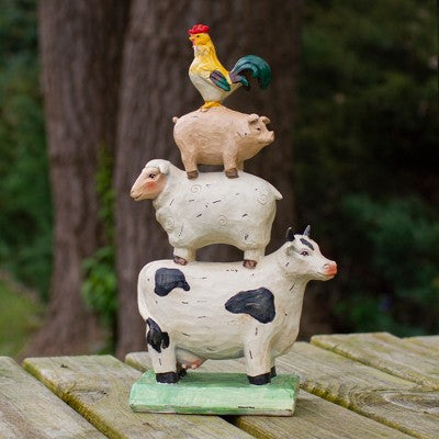  Northlight 11.5" Stacked Polyresin Farm Animals Outdoor Garden Statue