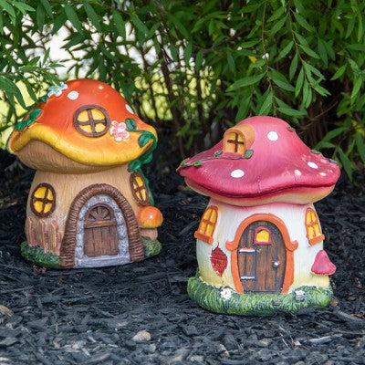  Northlight 6.25" Red Mushroom House Outdoor Garden Statue
