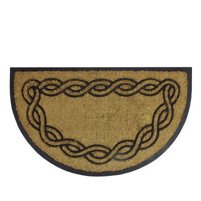  Northlight Black And Brown Swirl Half Round Doormat 17" X 29"