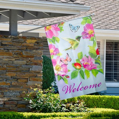  Northlight Welcome Hummingbird Floral Outdoor House Flag 28" X 40"