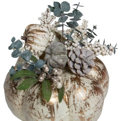  Northlight 9" White And Gold Pumpkins Fall Harvest Arrangement