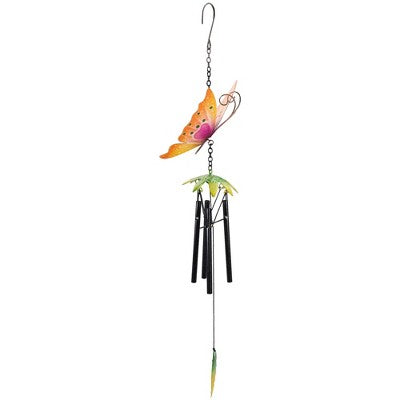 Northlight 19" Orange Metal Butterfly Outdoor Garden Windchime